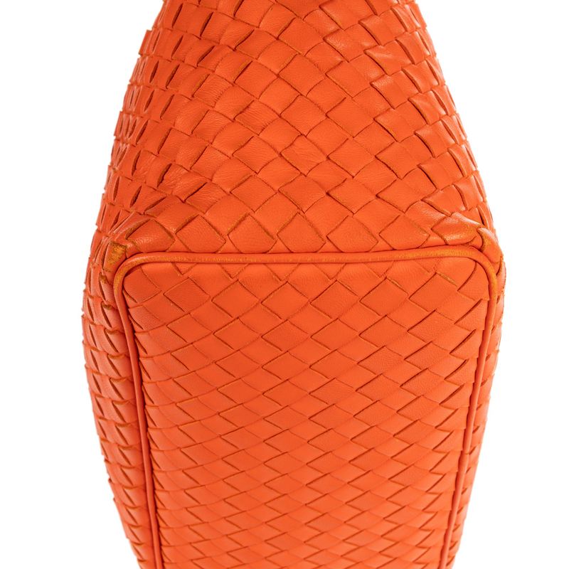 Bottega Veneta Small Zip Hobo Orange Intrecciato Leather AB
