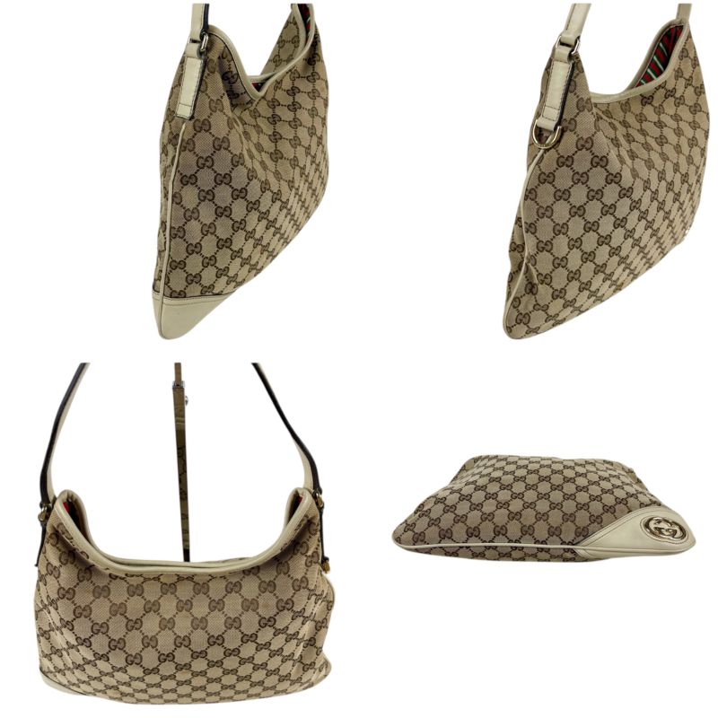 Gucci One Shoulder Bag GG Canvas Brown Hobo Interlocking New Brit