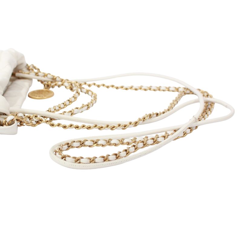 Chanel 22 Mini Calfskin White Shoulder Bag Gold