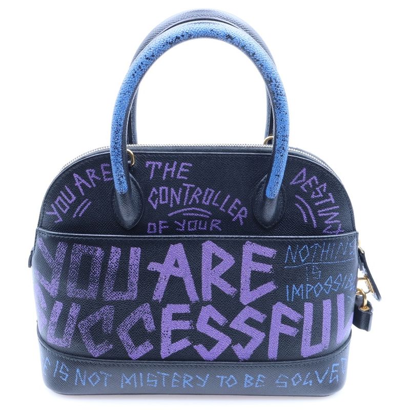 Balenciaga Ville Top Handle Graffiti Handbag Black Leather Gold