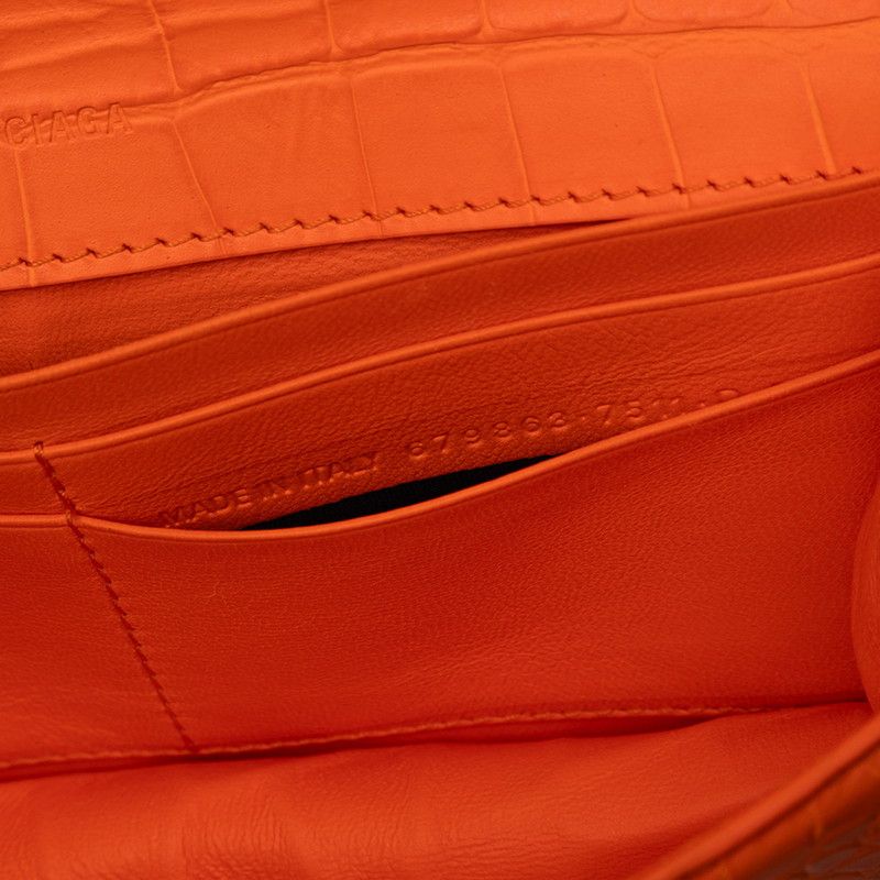 Balenciaga Gossip Crossbody Chain Shoulder Bag Orange Leather