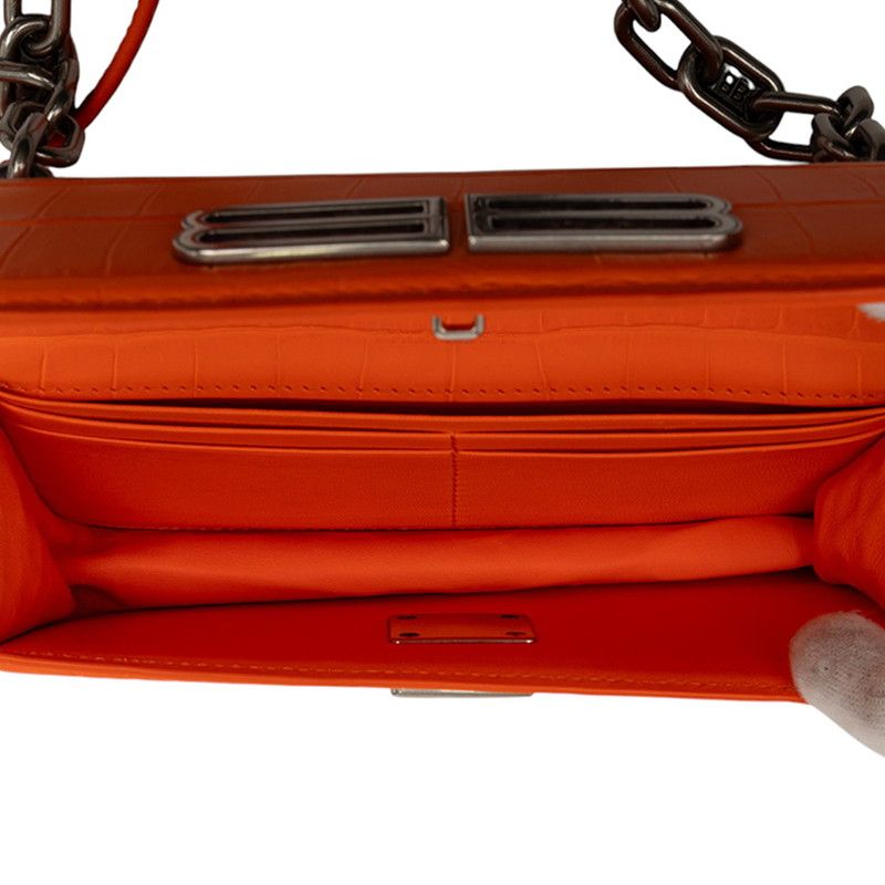 Balenciaga Gossip Crossbody Chain Shoulder Bag Orange Leather