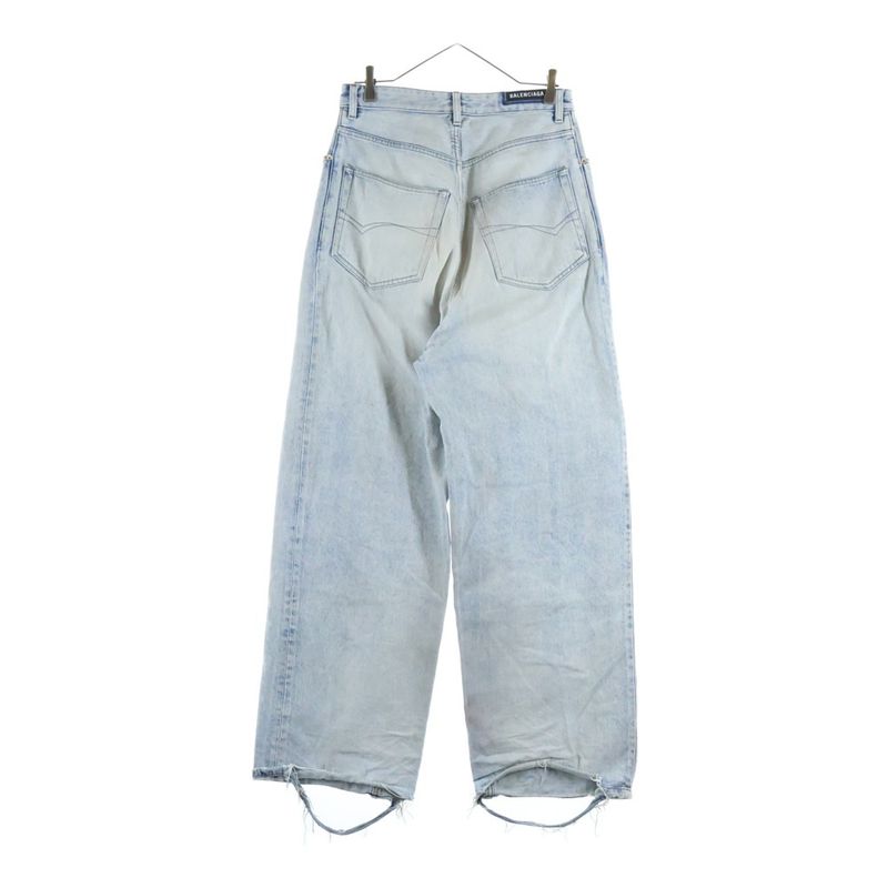 Balenciaga Damaged Baggy Denim Pants Indigo