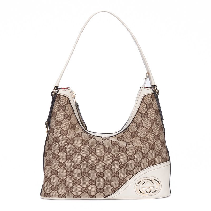 Gucci New Brit Hobo Beige Monogram Canvas