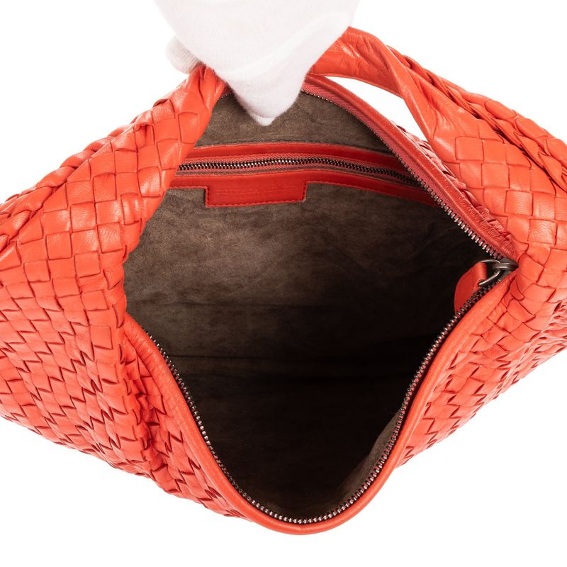 Bottega Veneta Hobo Orange Intrecciato Leather