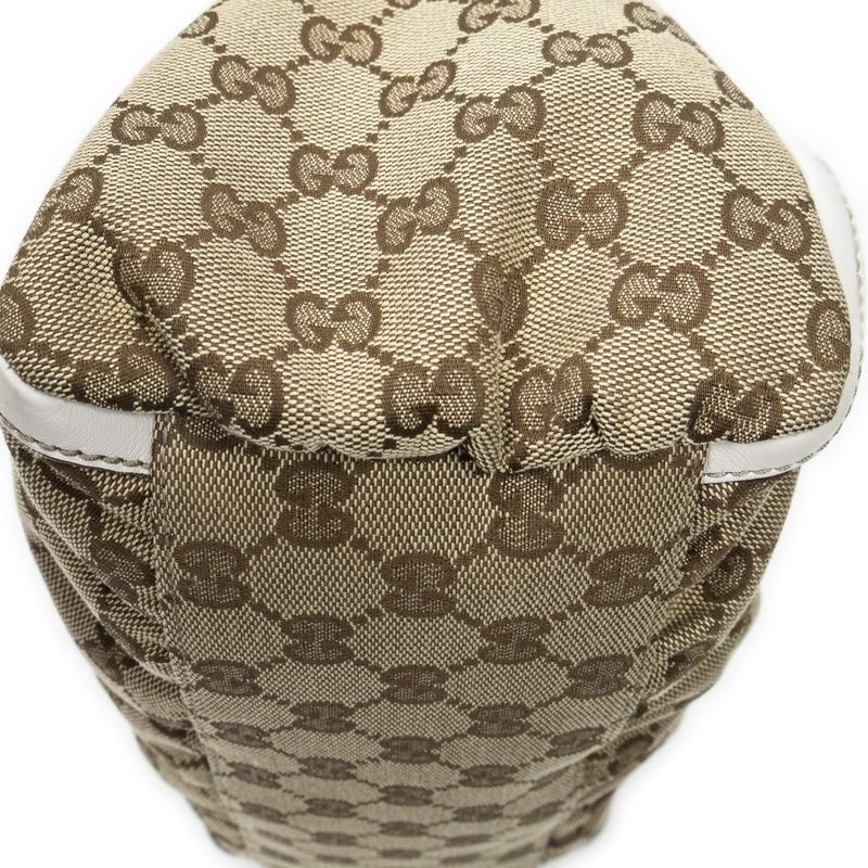 Gucci Small D Ring Hobo White Beige GG Canvas