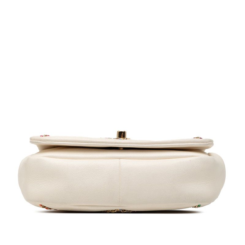 Chanel CC Logo Chain Shoulder Bag White Multicolor Lambskin