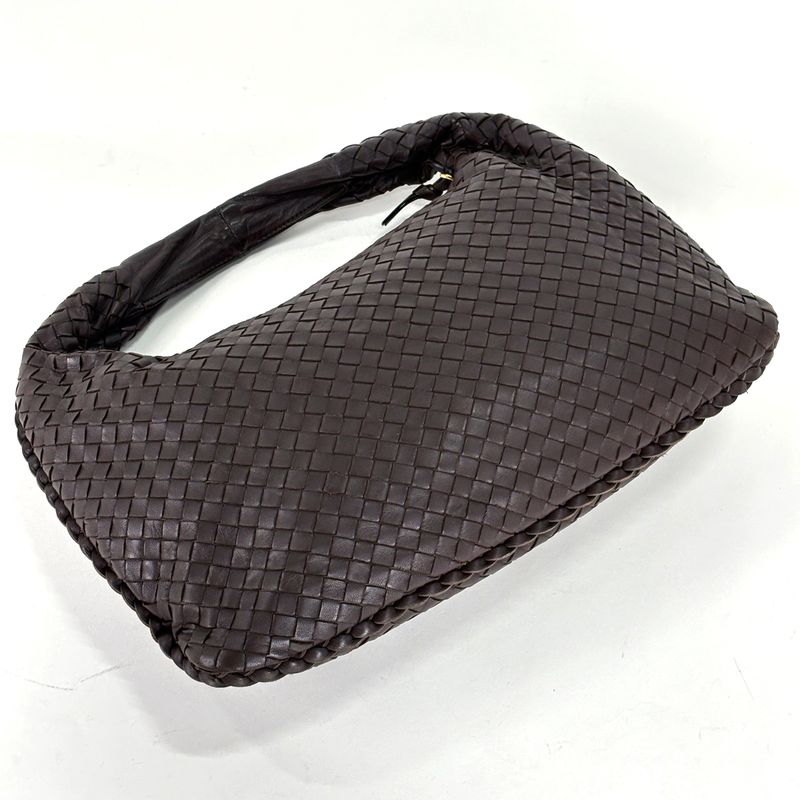 Bottega Veneta Intrecciato Shoulder Bag Hobo Leather Brown