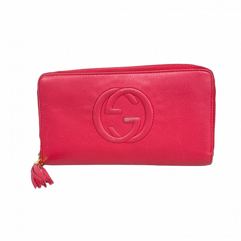 Gucci Long Wallet Soho Leather Pink Champagne Gold