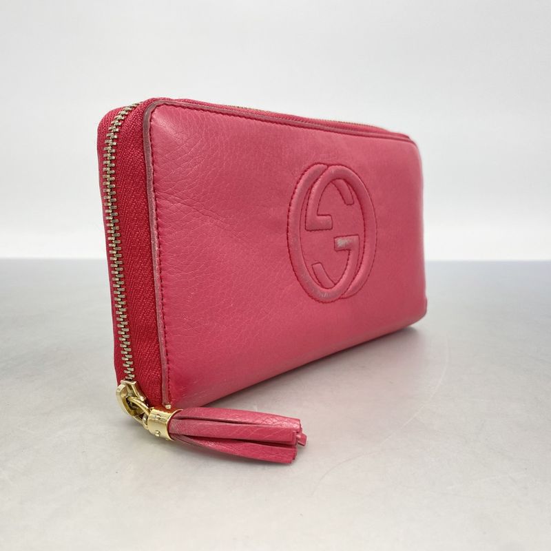 Gucci Long Wallet Soho Leather Pink Champagne Gold