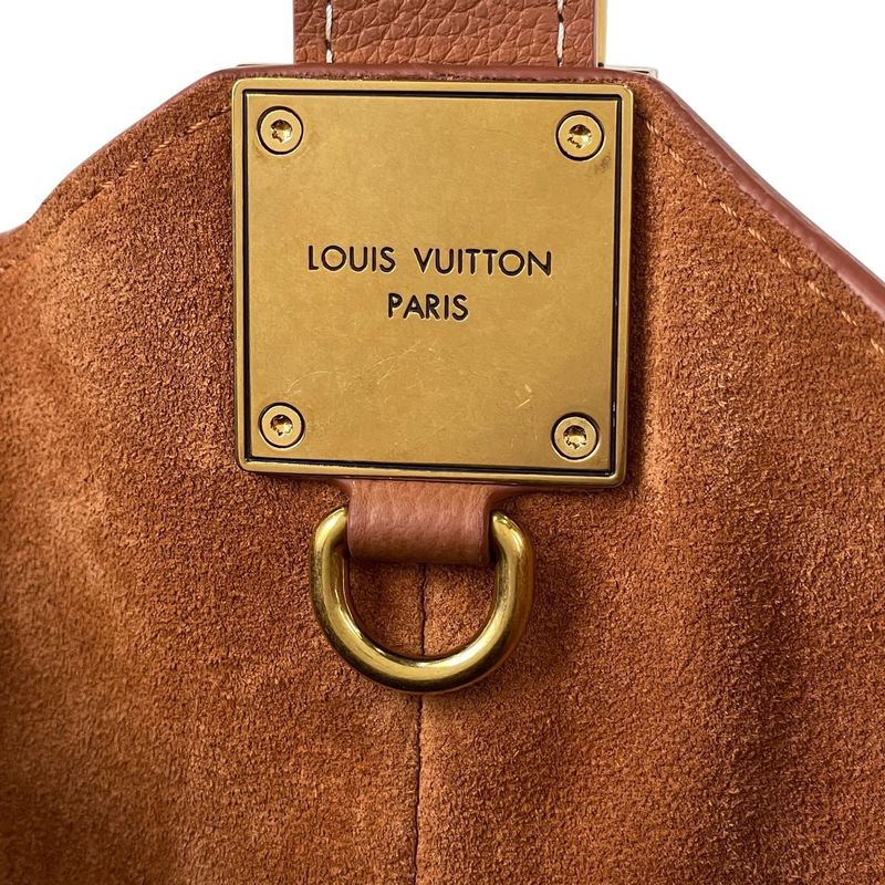 Louis Vuitton Lowki Hobo MM Shoulder Bag Grain Calf Leather Cognac