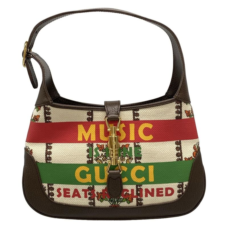 Gucci Shoulder Bag Jackie Small Hobo Ivory Dark Brown Multi