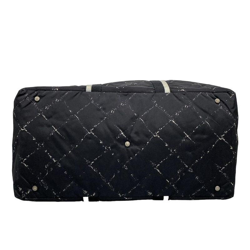 Chanel Boston Bag Old Travel Line Black White Silver Main