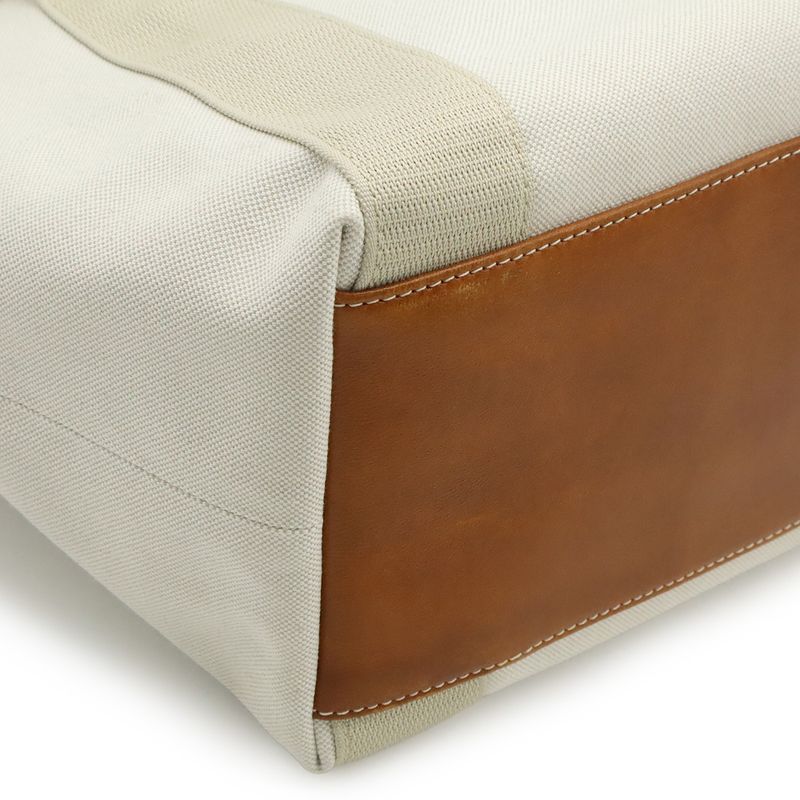 Balenciaga Biarritz Small Logo Shoulder Bag Canvas Leather Natural