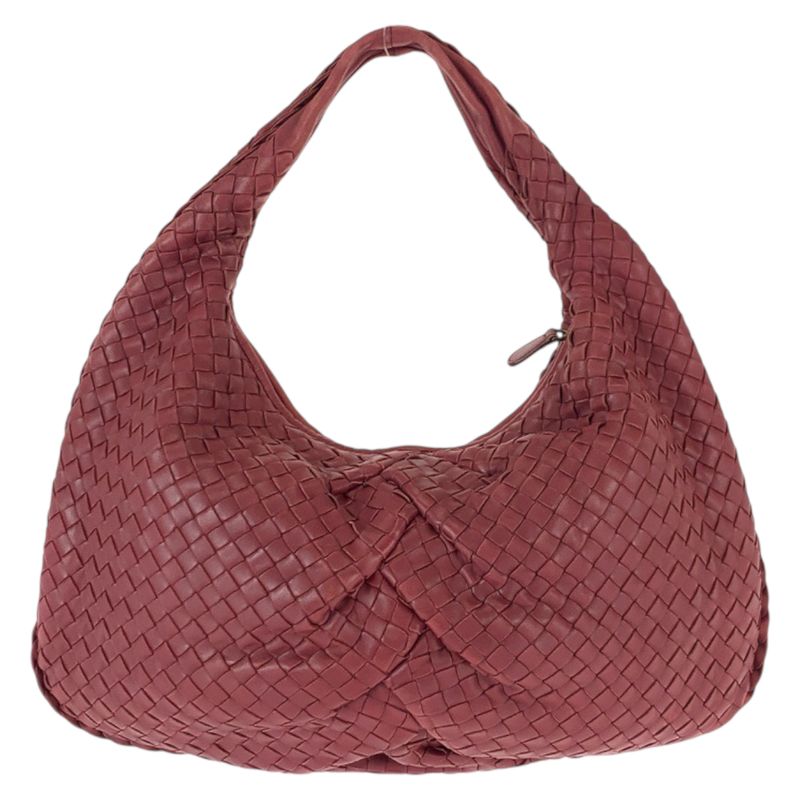 Bottega Veneta Intrecciato Hobo Wine Red Bold Gold Leather