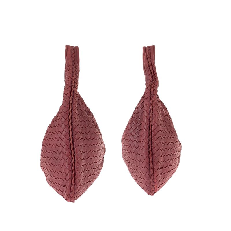 Bottega Veneta Intrecciato Hobo Wine Red Bold Gold Leather