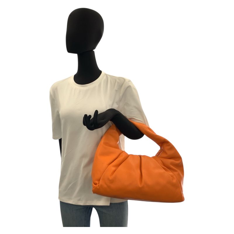 Bottega Veneta the Shoulder Pouch Orange Leather Hobo