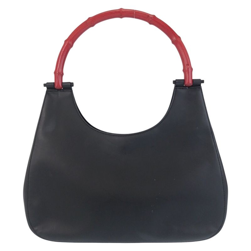 Gucci Bamboo Black Red Leather Bamboo 001 Shoulder Bag Hobo