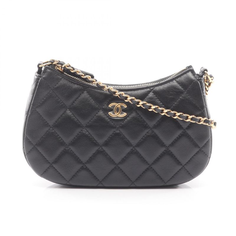 Chanel Shoulder Bag Quilted Black Leather Small Hobo