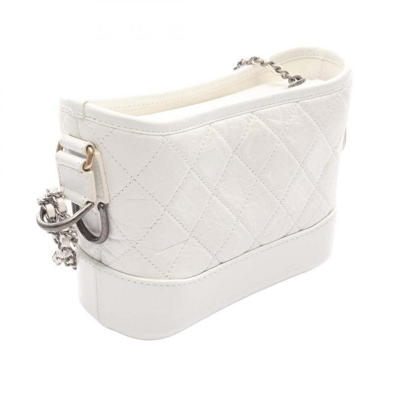 Chanel Shoulder Bag Gabriel de Small Hobo White Leather
