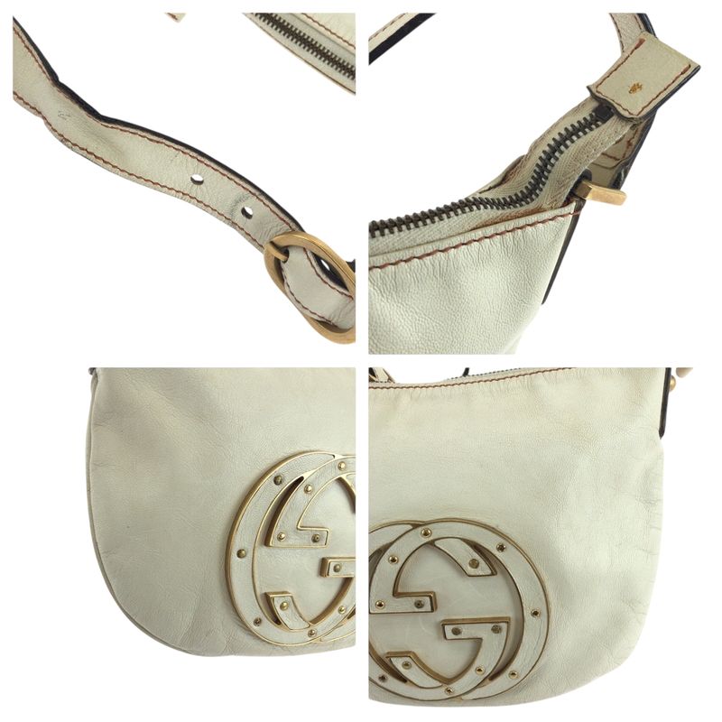 Gucci Soho Interlocking White Gold Leather Hobo Shoulder Bag