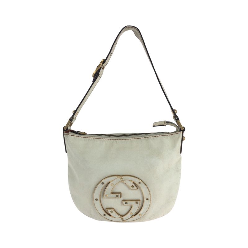 Gucci Soho Interlocking White Gold Leather Hobo Shoulder Bag