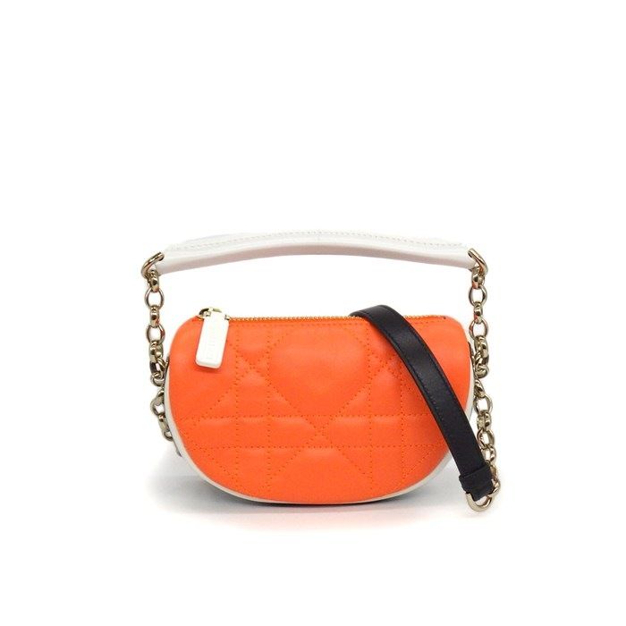 Dior Shoulder Bag Vive Micro Hobo Orange Cannage Lambskin Gold