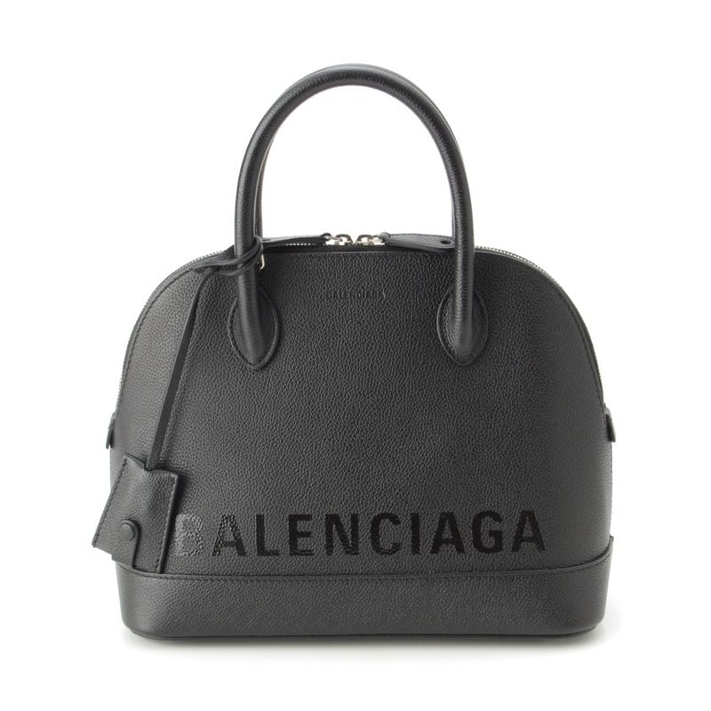 Balenciaga Ville S Leather Logo 2-Way Shoulder Handbag Black