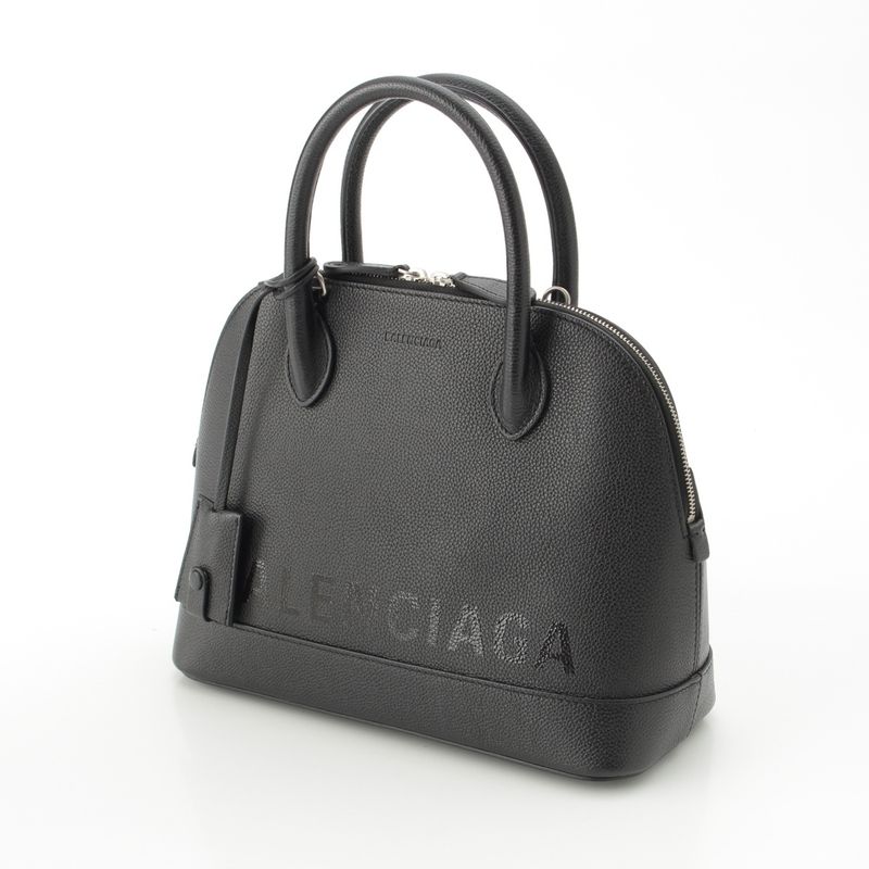 Balenciaga Ville S Leather Logo 2-Way Shoulder Handbag Black