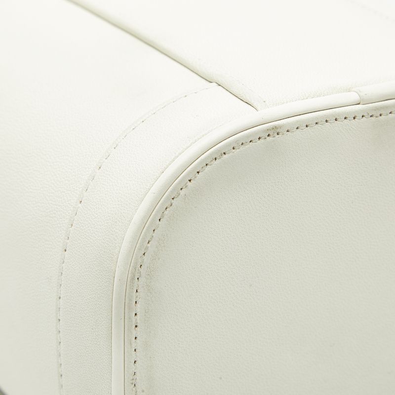 Chanel CC Logo Vanity Chain Shoulder Bag White Gold Leather