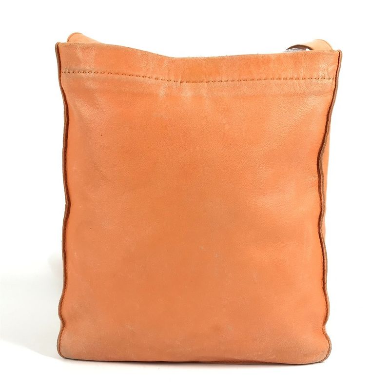 Hermes Shoulder Bag Clou de Selle Logo Leather Orange