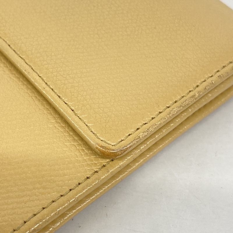 Chanel Wallet Coco Button Leather Beige Gold