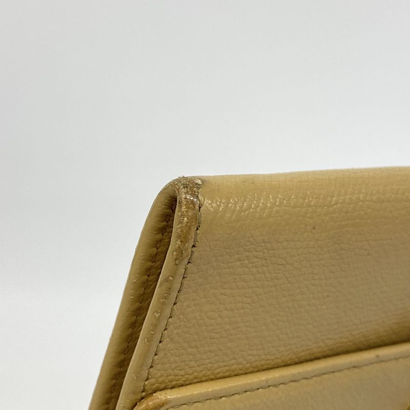 Chanel Wallet Coco Button Leather Beige Gold