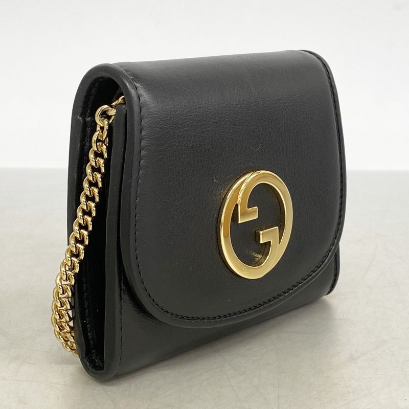 Gucci Shoulder Wallet Blondie Leather Black Gold