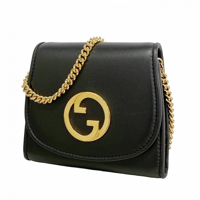 Gucci Shoulder Wallet Blondie Leather Black Gold