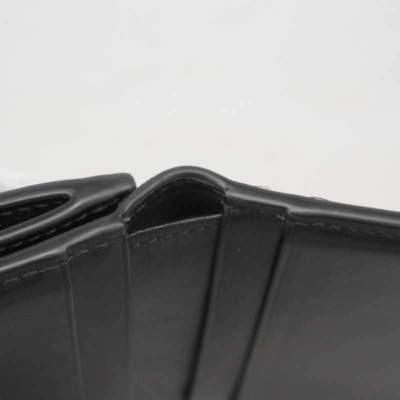 Celine Trifold Wallet Triomphe Leather Black Gold