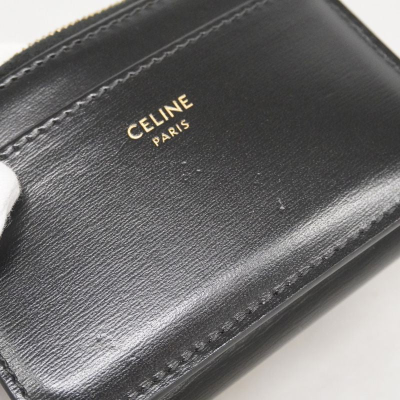 Celine Trifold Wallet Triomphe Leather Black Gold