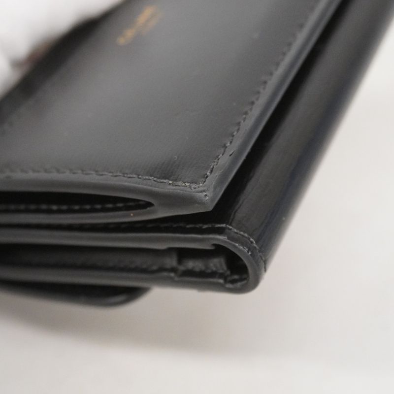 Celine Trifold Wallet Triomphe Leather Black Gold