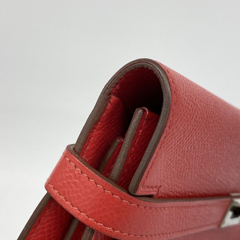 Hermes Wallet Kelly Wallet Veau Epsom Rouge Casac Silver