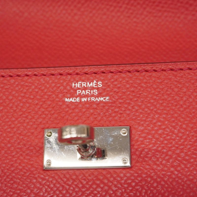 Hermes Wallet Kelly Wallet Veau Epsom Rouge Casac Silver