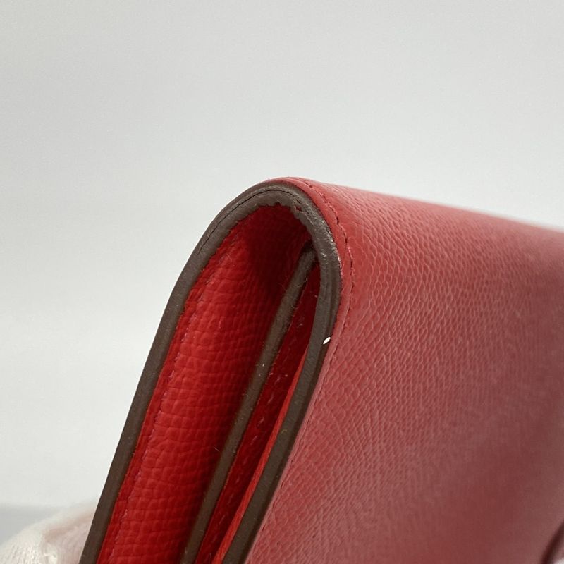 Hermes Wallet Kelly Wallet Veau Epsom Rouge Casac Silver
