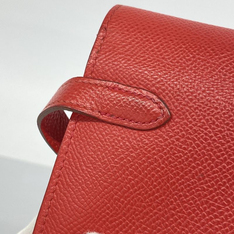 Hermes Wallet Kelly Wallet Veau Epsom Rouge Casac Silver