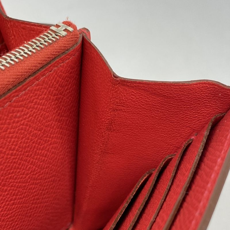 Hermes Wallet Kelly Wallet Veau Epsom Rouge Casac Silver