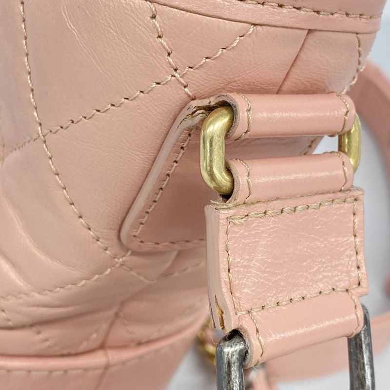 Chanel Shoulder Bag Gabrielle Leather Pink Gold Silver