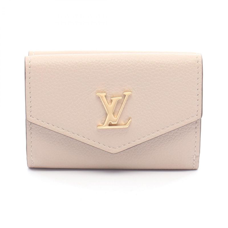 Louis Vuitton Trifold Wallet Portefeuille Lock Mini Gray Leather
