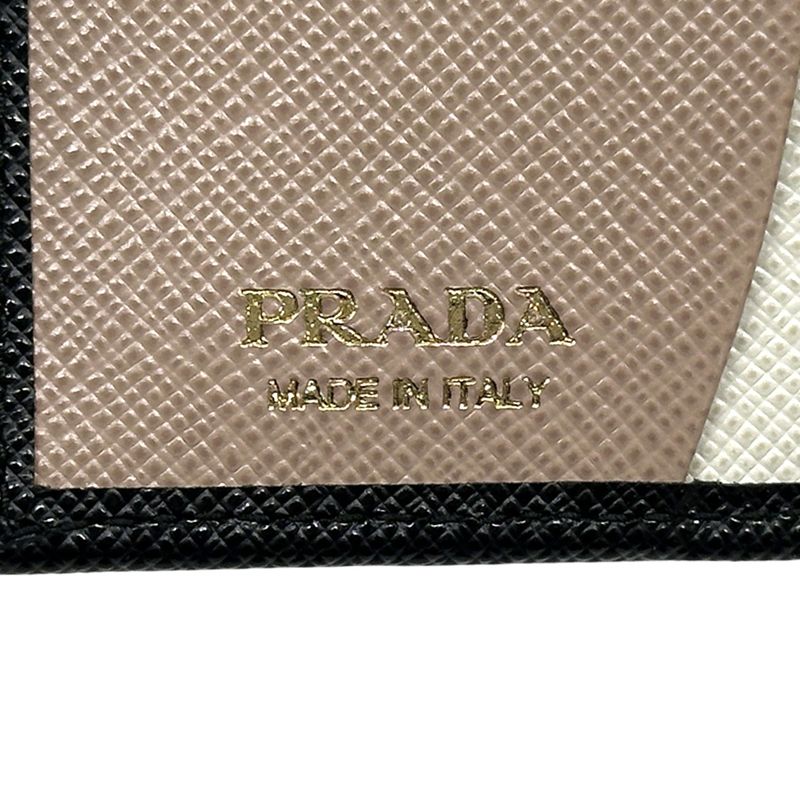 Prada Wallet Bifold Wallet Saffiano Nero Cipri Black Beige