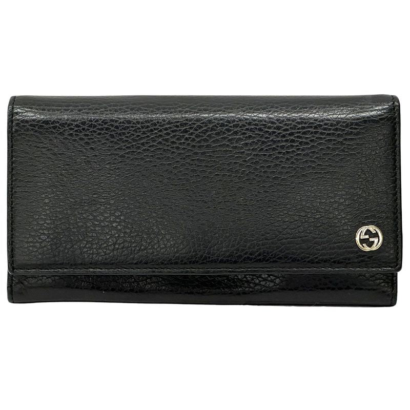 Gucci Wallet Interlocking Wallet Leather Black Simple