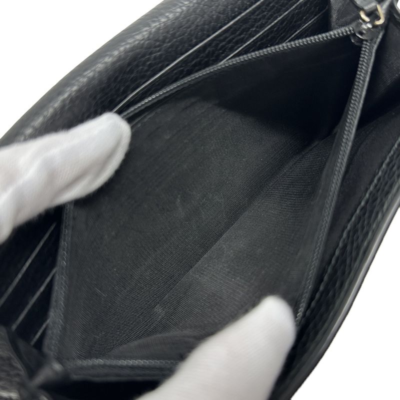 Gucci Wallet Interlocking Wallet Leather Black Simple