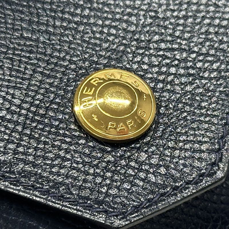 Hermes Wallet Louvain Quatre Series Coin Case Courchevel Navy