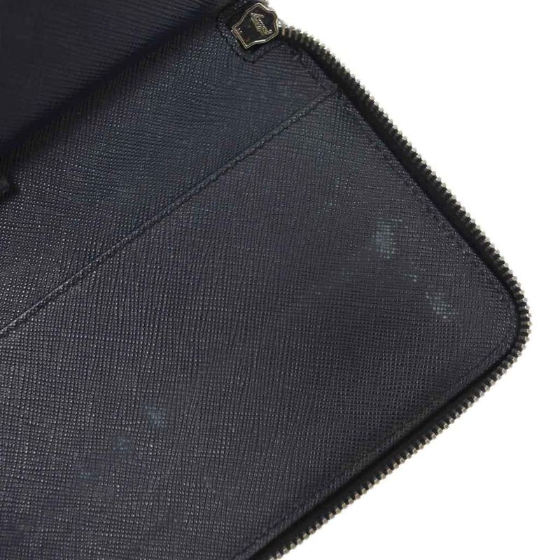 Prada Racing Car Patch Wallet Leather Navy